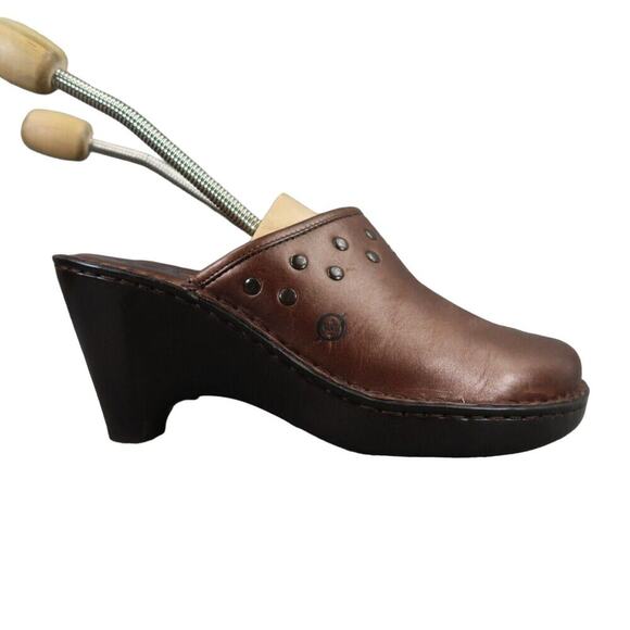 Born Shoes Women 8 Mule Clog Leather Stud Fashion Slip On Comfort Metallic Brown - Picture 2 of 15